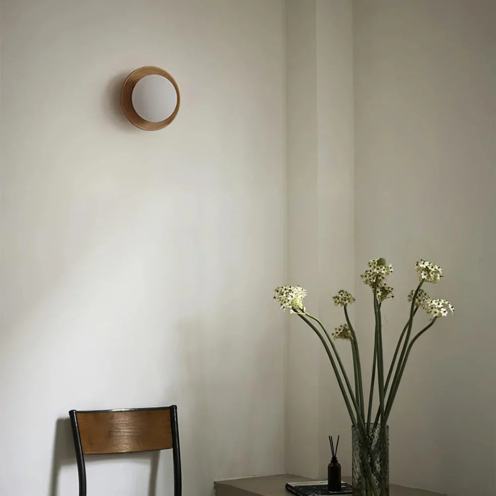 Nordic Natural Wood Wall Sconce with Globe Glass Shade | Hardwired LED Lighting for Bedroom 8