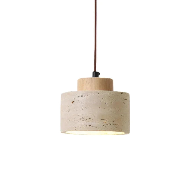 Nordic Yellow Cave Stone Pendant Light | Travertine Shade Hanging Lamp for Dining Room 0