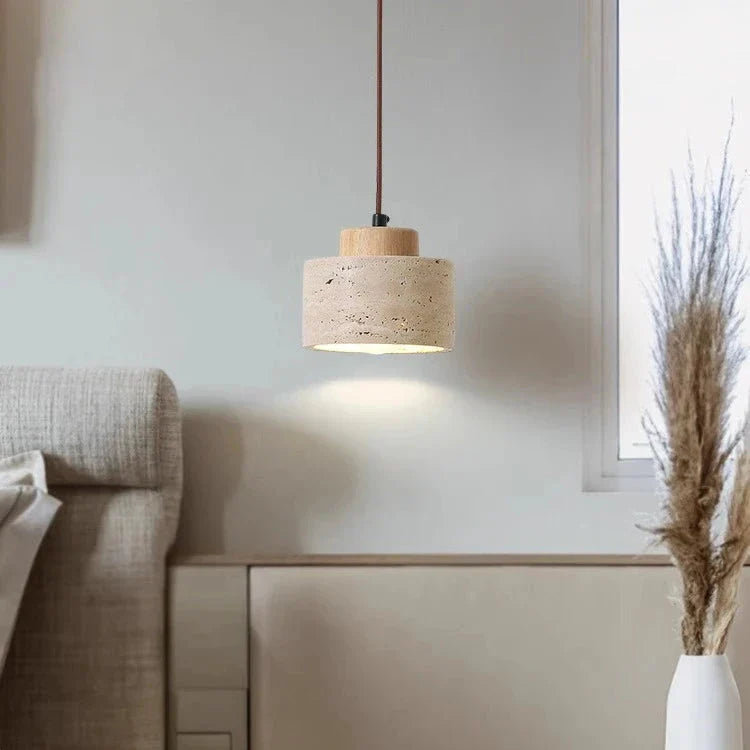 Nordic Yellow Cave Stone Pendant Light | Travertine Shade Hanging Lamp for Dining Room 4