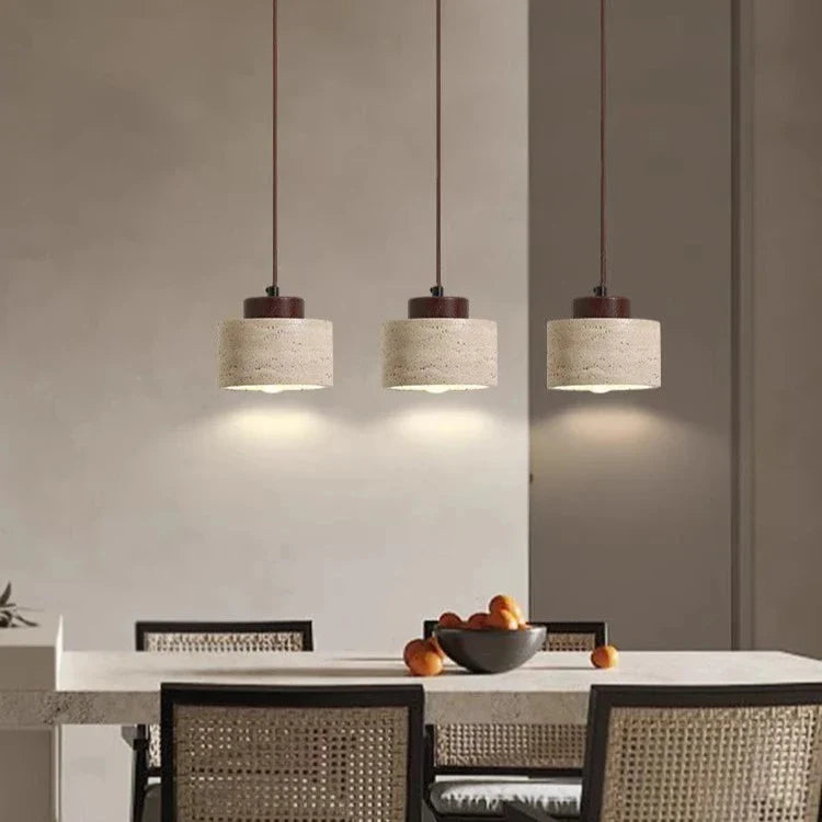 Nordic Yellow Cave Stone Pendant Light | Travertine Shade Hanging Lamp for Dining Room 5