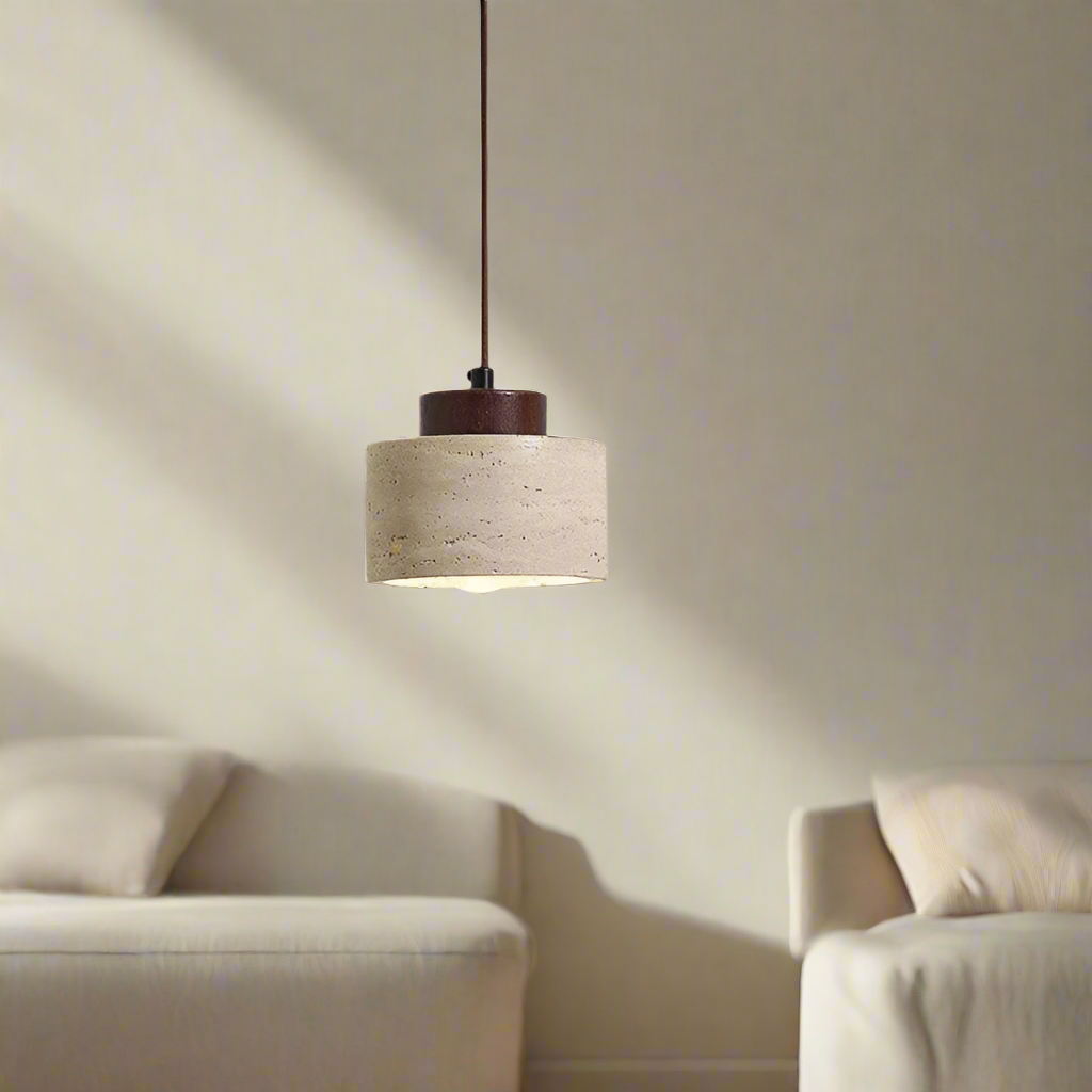 Nordic Yellow Cave Stone Pendant Light | Travertine Shade Hanging Lamp for Dining Room 6