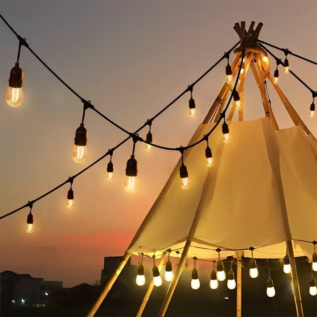 Retro Black Outdoor String Lights | Weatherproof Dimmable Festoon Lighting for Patio 1