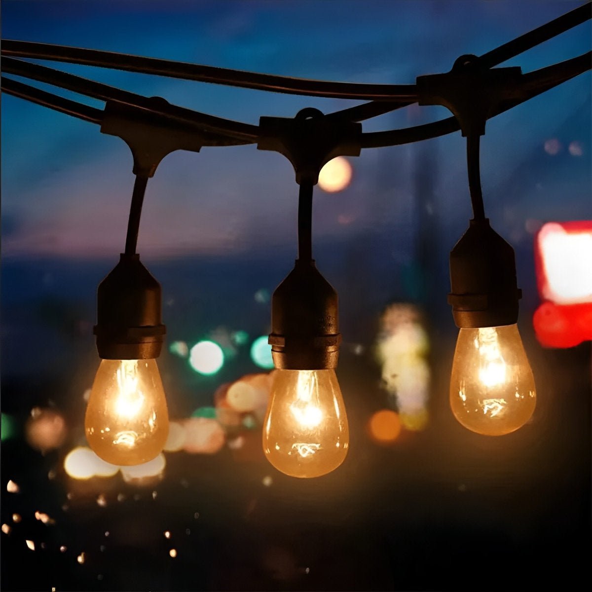 Retro Black Outdoor String Lights | Weatherproof Dimmable Festoon Lighting for Patio 8