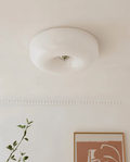 Scandinavian Glass Ceiling Light with Smooth Dome Shade | Tri-Colour LED Surface Mount for Living Room 0