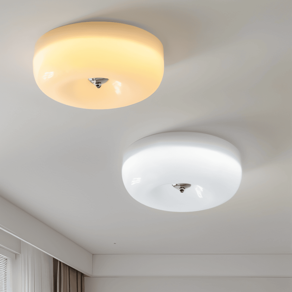 Scandinavian Glass Ceiling Light with Smooth Dome Shade | Tri-Colour LED Surface Mount for Living Room 2
