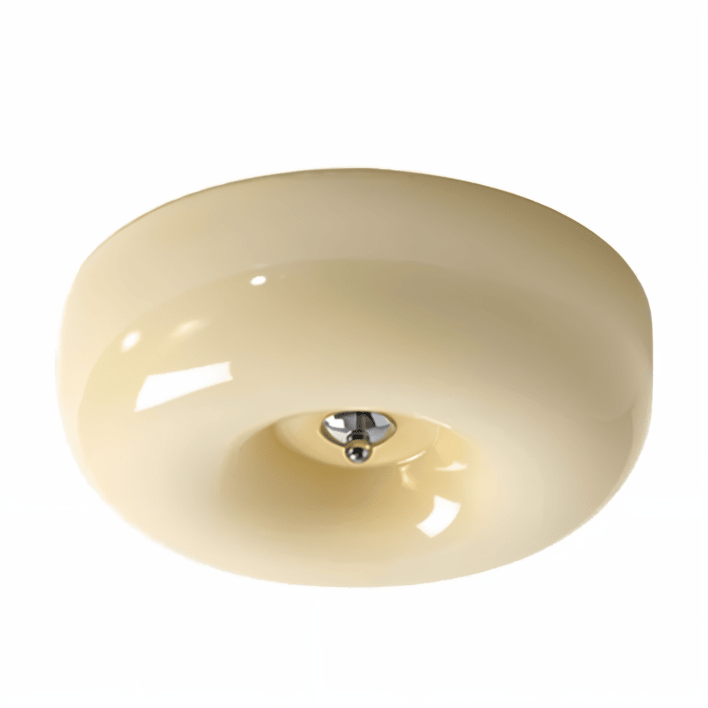 Scandinavian Glass Ceiling Light with Smooth Dome Shade | Tri-Colour LED Surface Mount for Living Room 7