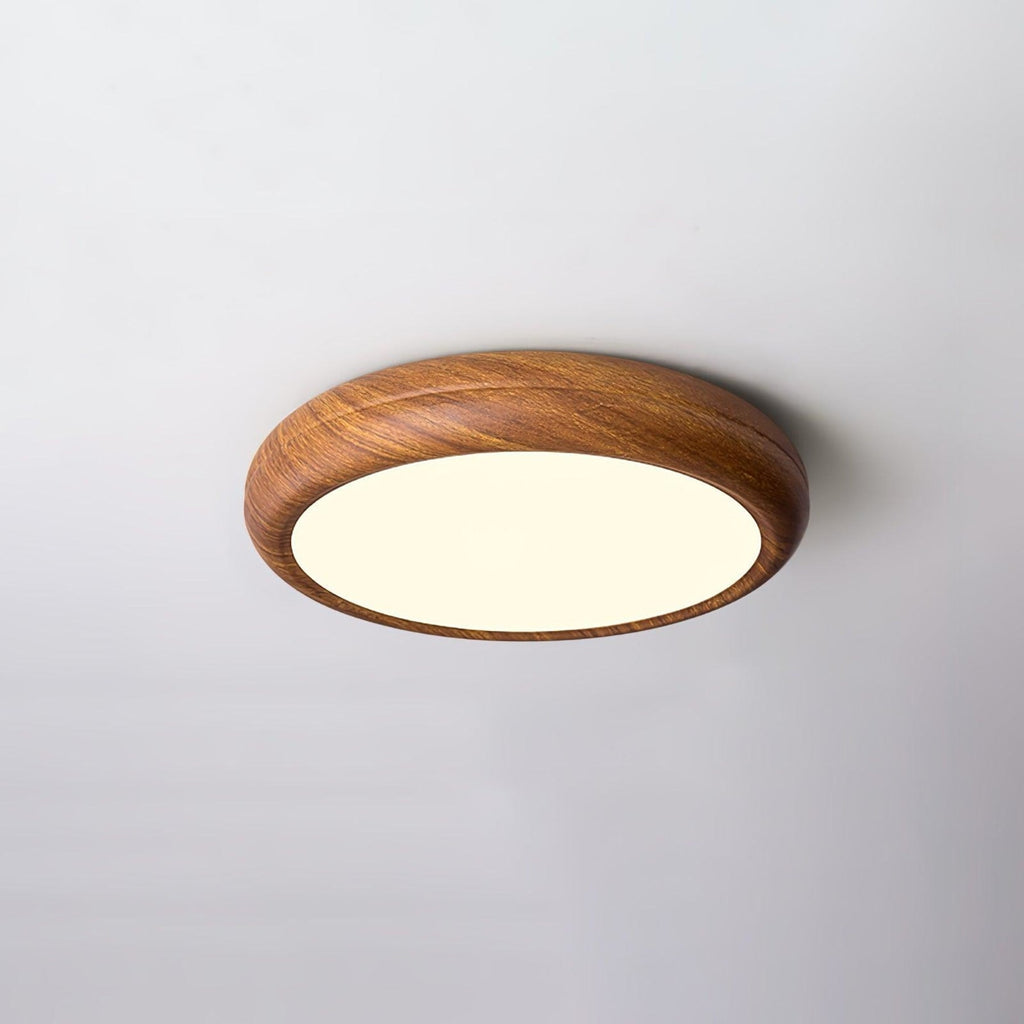 Scandinavian Walnut Wood Flush Mount Ceiling Light | 3 Colour Temperatures for Living Room 0