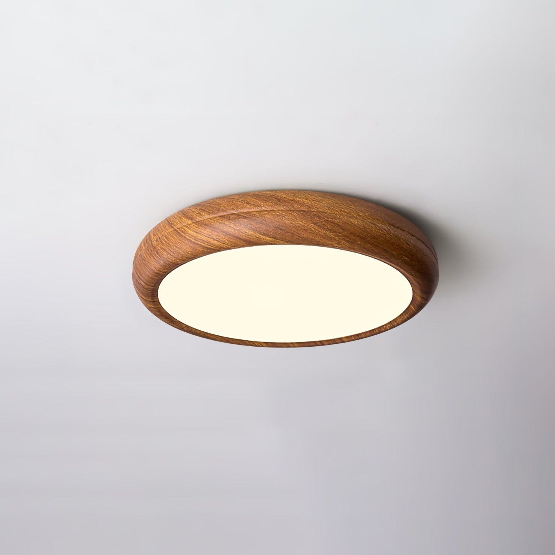 Scandinavian Walnut Wood Flush Mount Ceiling Light | 3 Colour Temperatures for Living Room 0