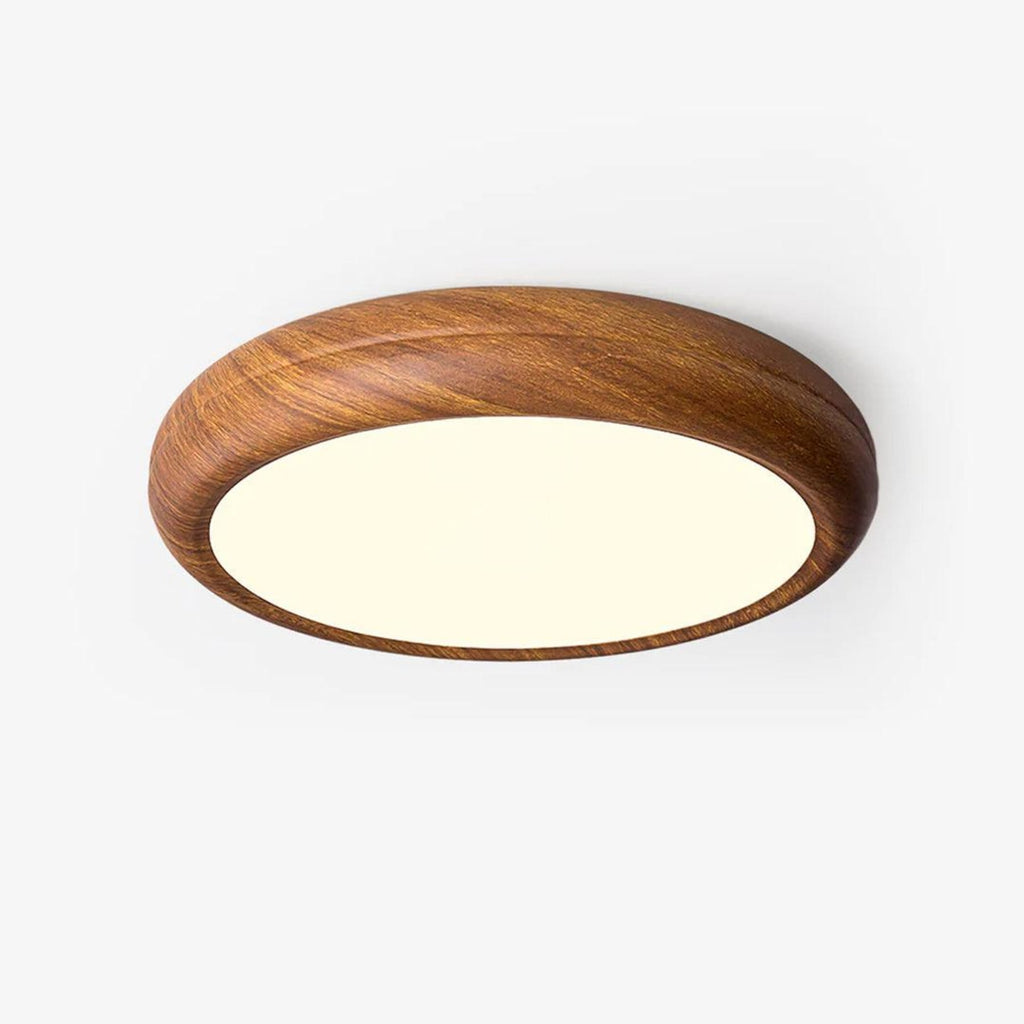 Scandinavian Walnut Wood Flush Mount Ceiling Light | 3 Colour Temperatures for Living Room 1