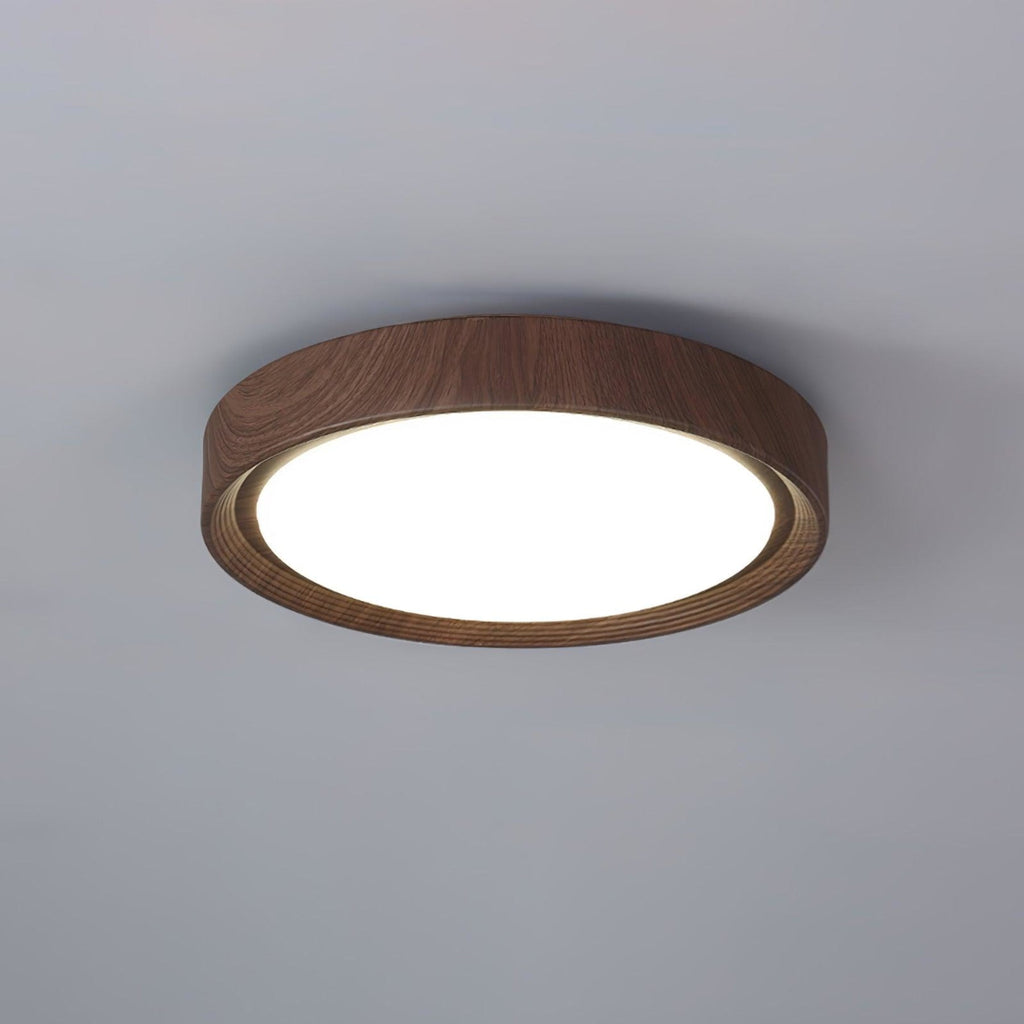 Scandinavian Walnut Wood Flush Mount Ceiling Light | 3 Colour Temperatures for Living Room 10