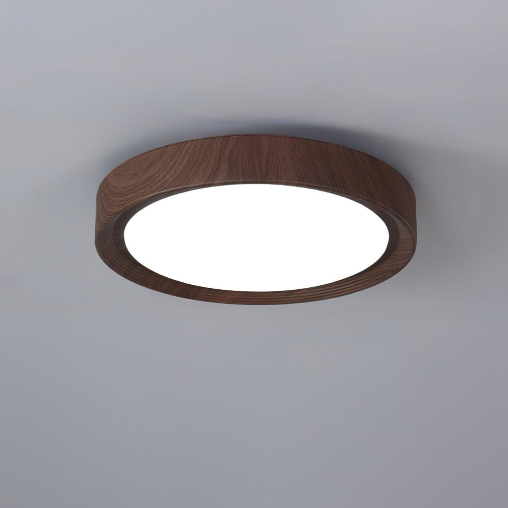 Scandinavian Walnut Wood Flush Mount Ceiling Light | 3 Colour Temperatures for Living Room 11