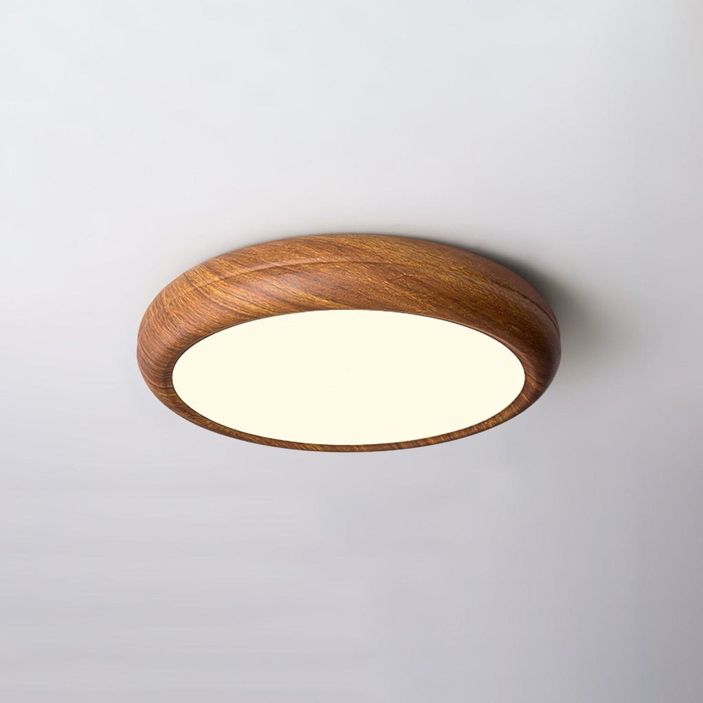 Scandinavian Walnut Wood Flush Mount Ceiling Light | 3 Colour Temperatures for Living Room 12