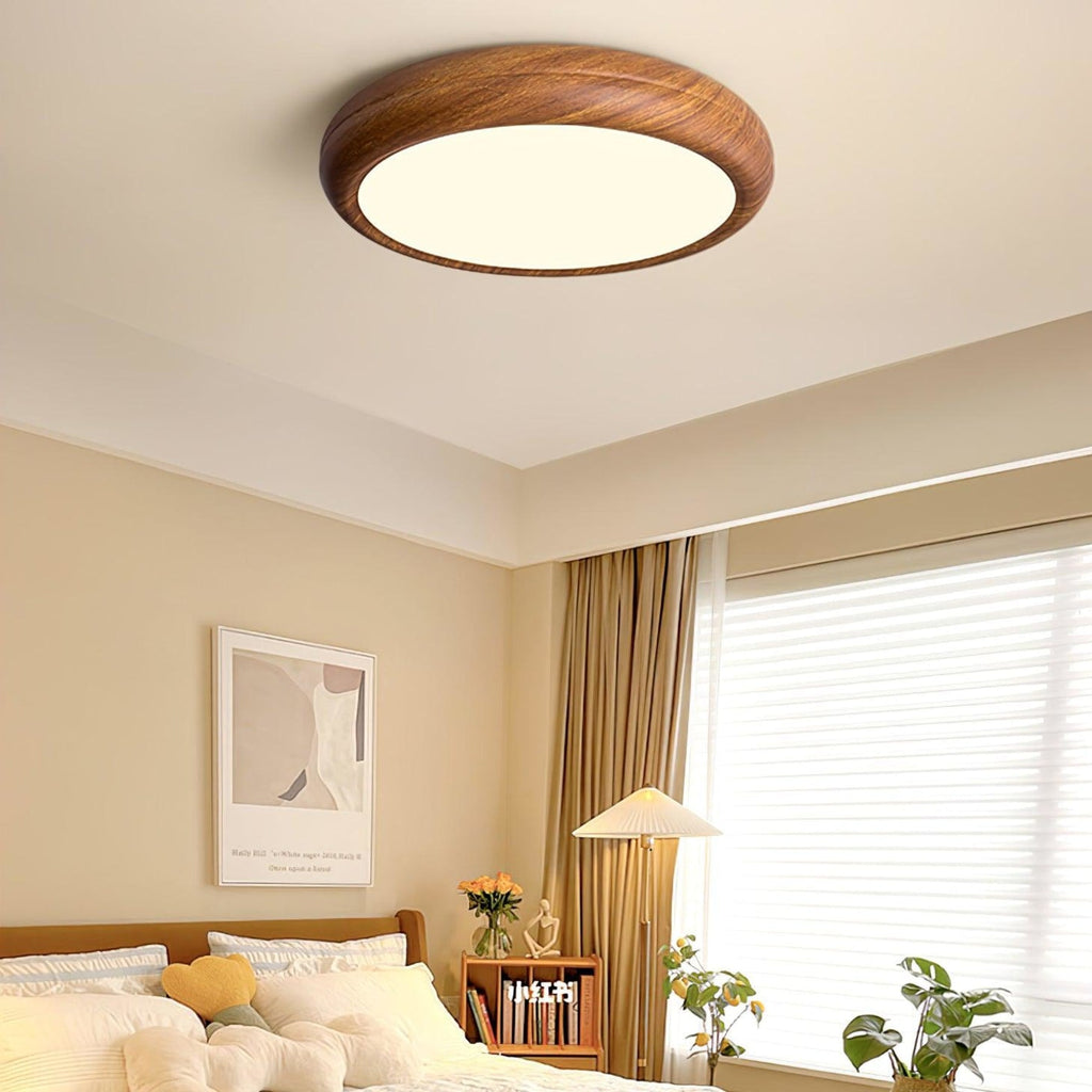 Scandinavian Walnut Wood Flush Mount Ceiling Light | 3 Colour Temperatures for Living Room 5
