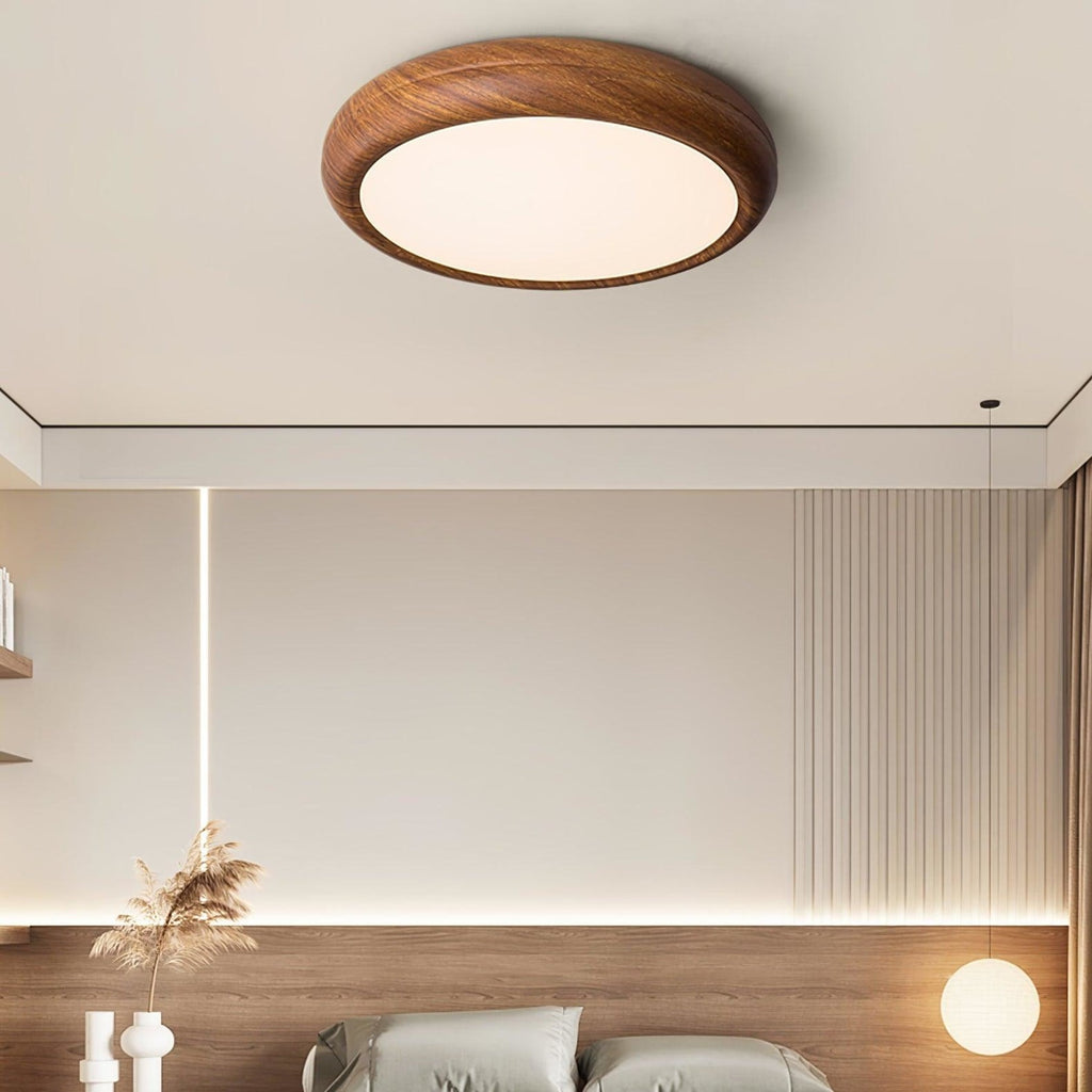 Scandinavian Walnut Wood Flush Mount Ceiling Light | 3 Colour Temperatures for Living Room 6