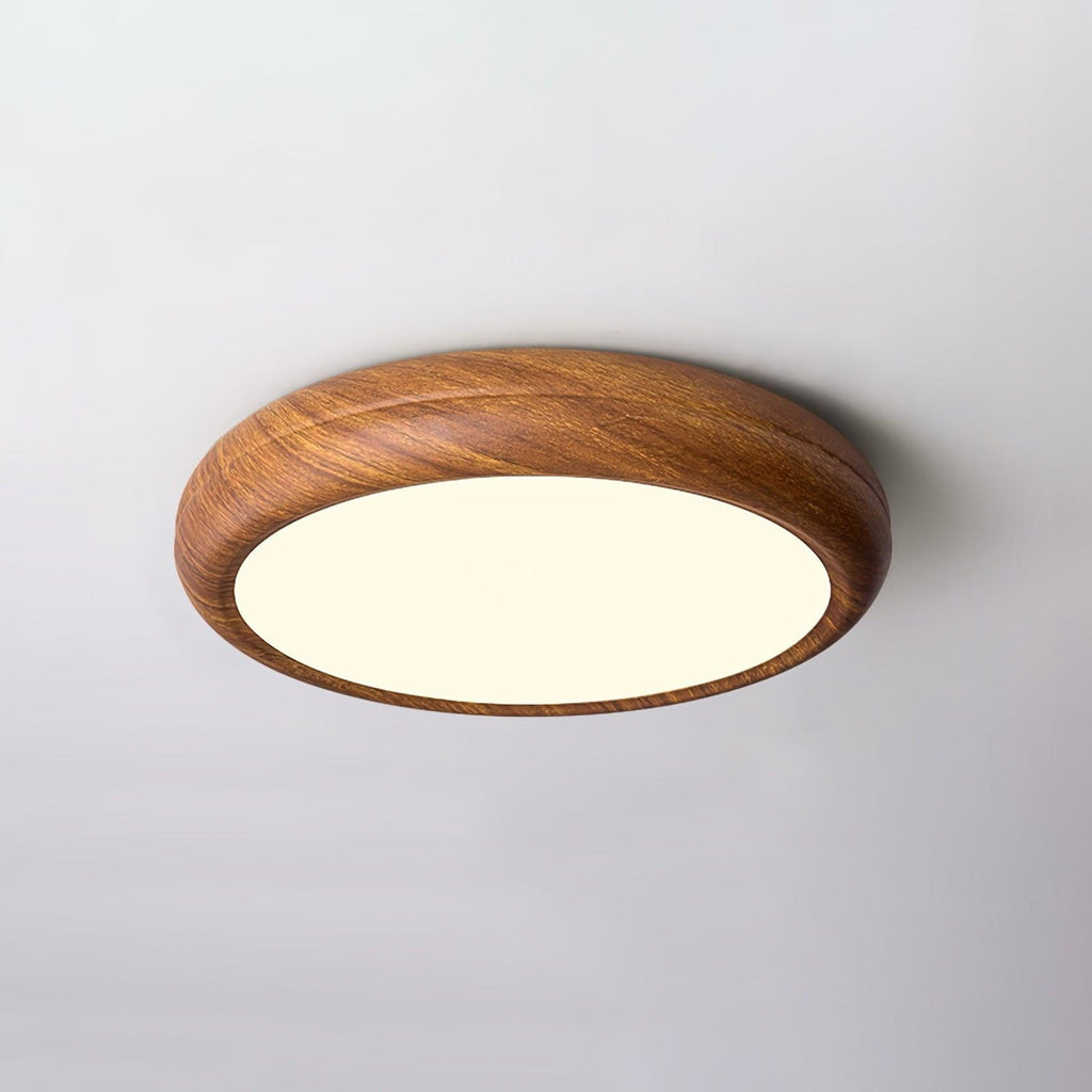 Scandinavian Walnut Wood Flush Mount Ceiling Light | 3 Colour Temperatures for Living Room 9