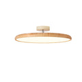 Scandinavian Wood-Effect Flush Mount Ceiling Light | Tri-Colour LED Fixture for Living Room, Bedroom, Hallway 0
