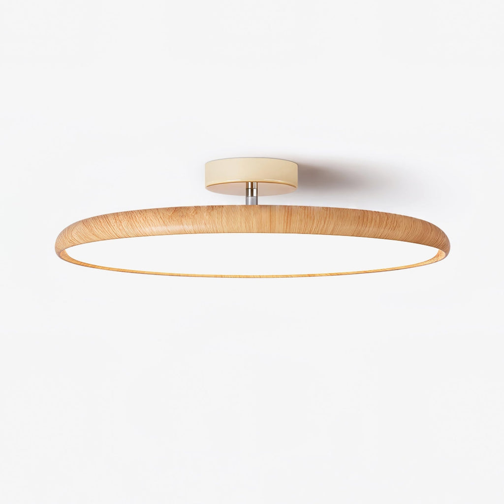 Scandinavian Wood-Effect Flush Mount Ceiling Light | Tri-Colour LED Fixture for Living Room, Bedroom, Hallway 1