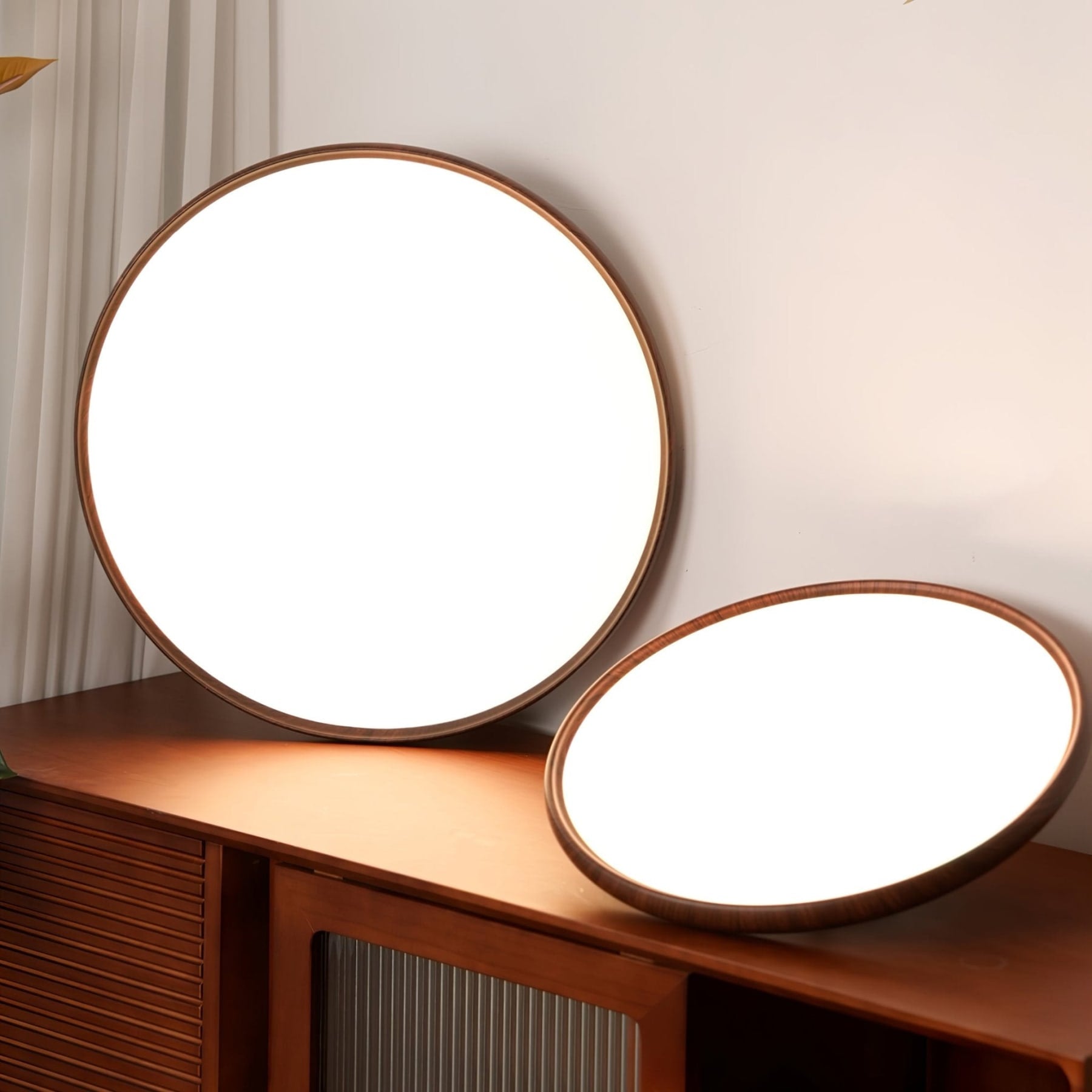 Scandinavian Wood-Effect Flush Mount Ceiling Light | Tri-Colour LED Fixture for Living Room, Bedroom, Hallway 6