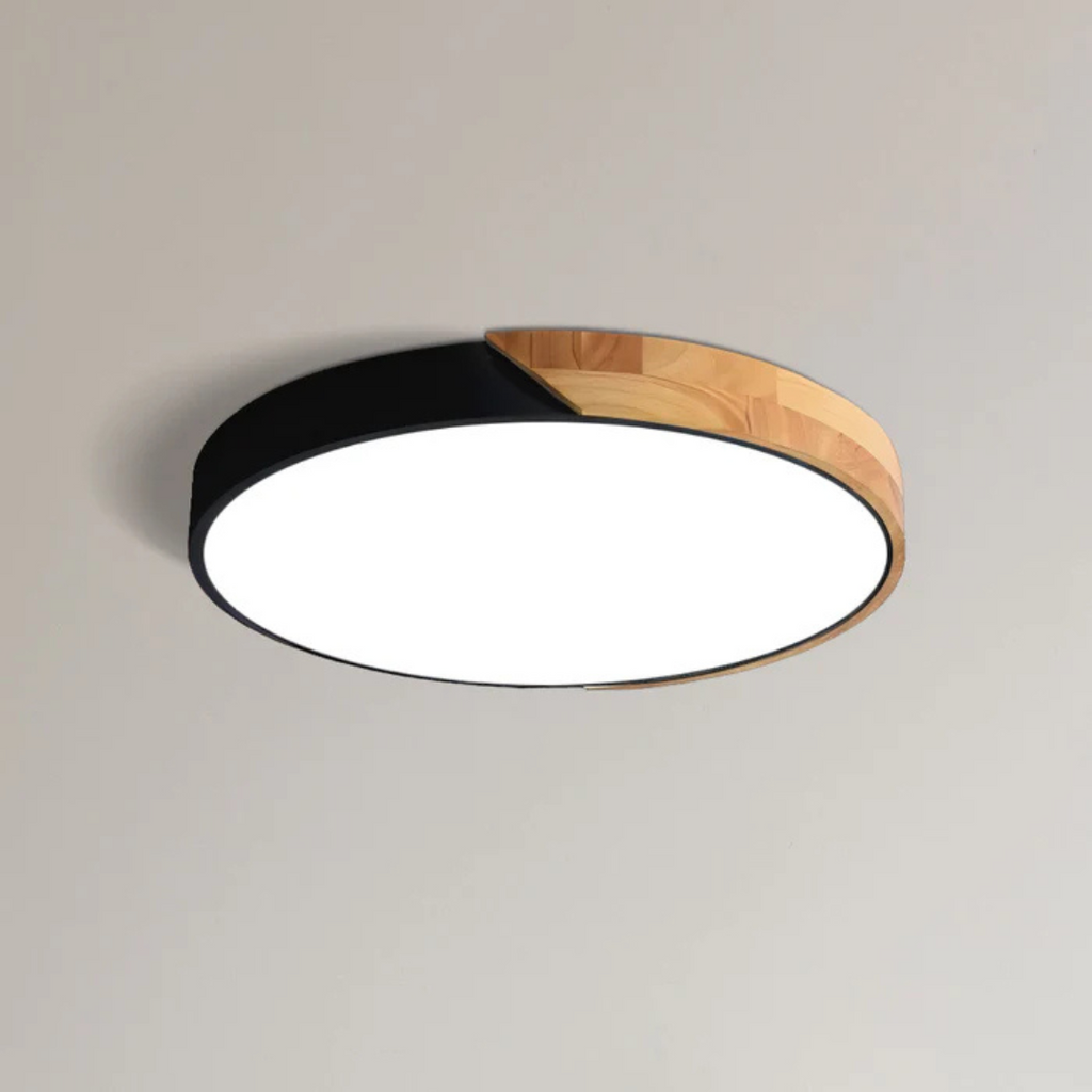 Scandinavian Wood Flush Mount Ceiling Light | LED Energy-Saving Fixture for Hallway 0