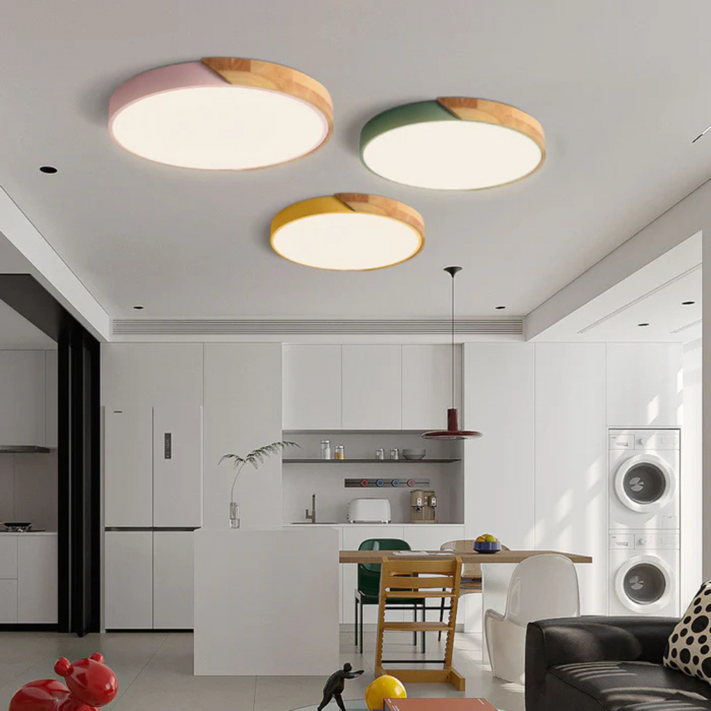 Scandinavian Wood Flush Mount Ceiling Light | LED Energy-Saving Fixture for Hallway 1