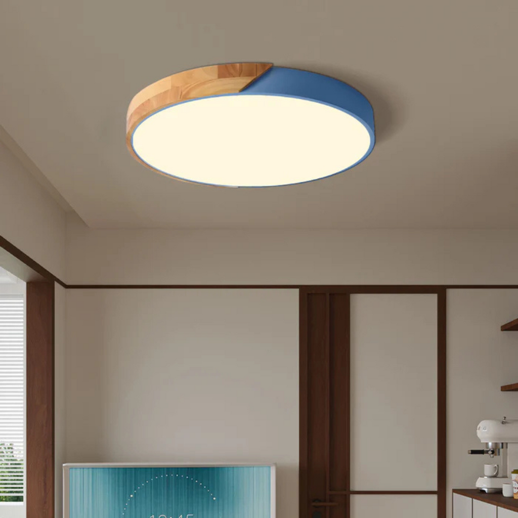 Scandinavian Wood Flush Mount Ceiling Light | LED Energy-Saving Fixture for Hallway 2