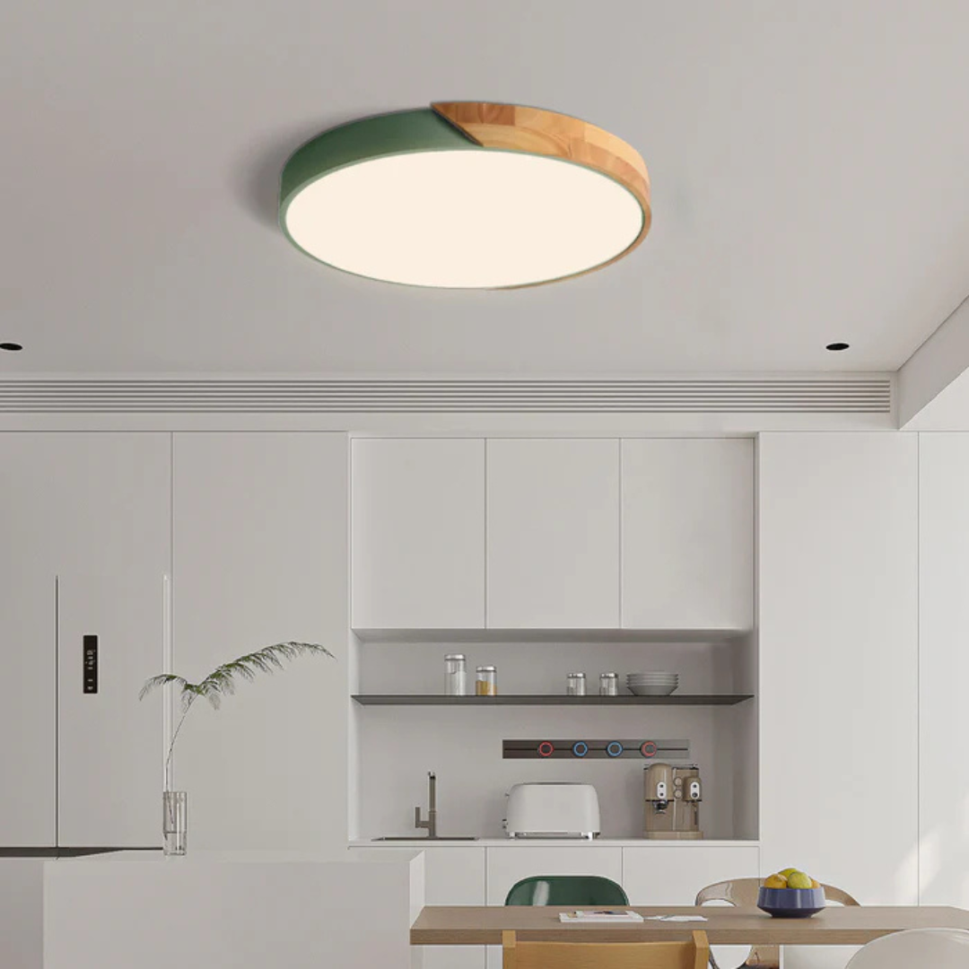 Scandinavian Wood Flush Mount Ceiling Light | LED Energy-Saving Fixture for Hallway 3