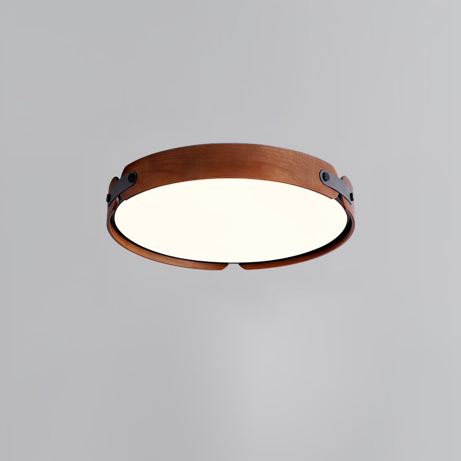 Scandinavian Wood Flush Mount Ceiling Light | Slim Profile Hardwired Fixture with Dimmable Three Color Options for Living Room 9