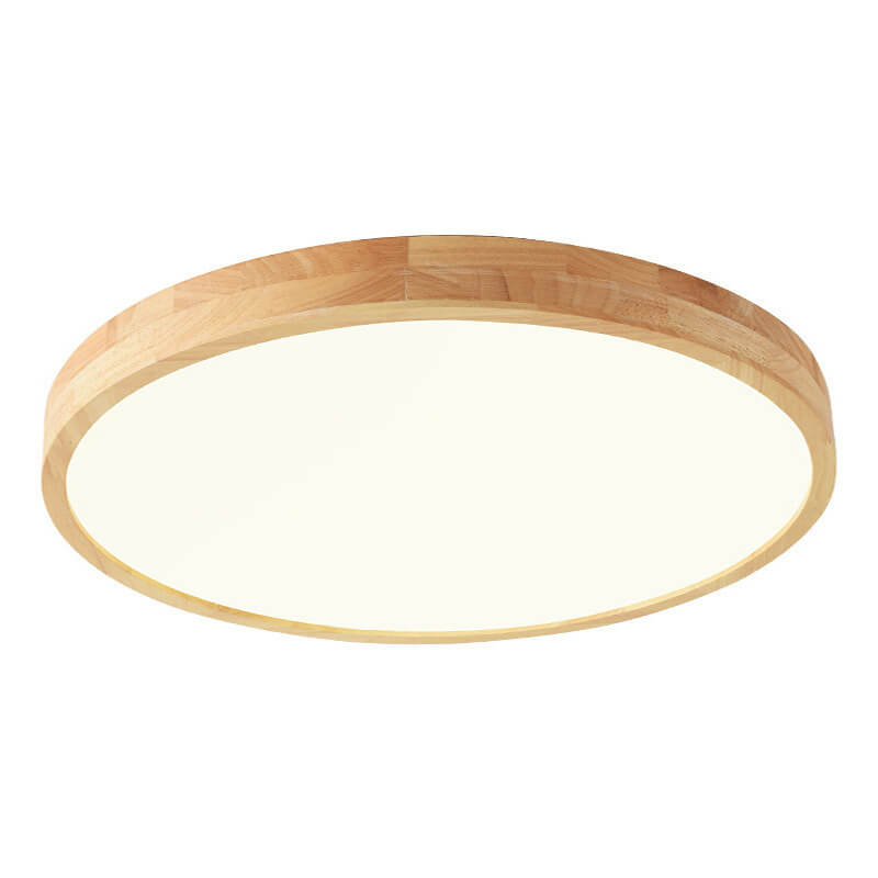 Scandinavian Wood LED Flush Mount Ceiling Light | Three-Colour Dimmable for Bedroom 0
