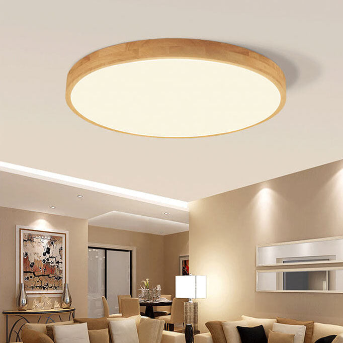 Scandinavian Wood LED Flush Mount Ceiling Light | Three-Colour Dimmable for Bedroom 2
