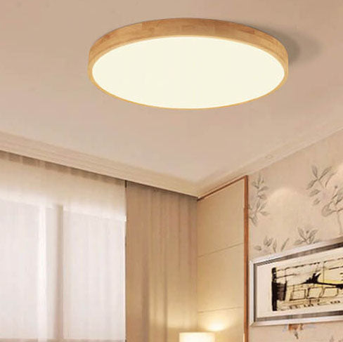 Scandinavian Wood LED Flush Mount Ceiling Light | Three-Colour Dimmable for Bedroom 3