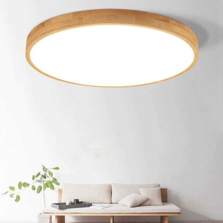 Scandinavian Wood LED Flush Mount Ceiling Light | Three-Colour Dimmable for Bedroom 4