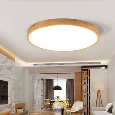 Scandinavian Wood LED Flush Mount Ceiling Light | Three-Colour Dimmable for Bedroom 5