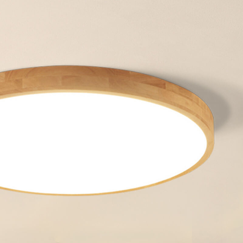 Scandinavian Wood LED Flush Mount Ceiling Light | Three-Colour Dimmable for Bedroom 6