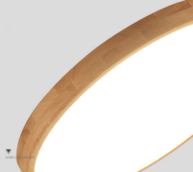 Scandinavian Wood LED Flush Mount Ceiling Light | Three-Colour Dimmable for Bedroom 7