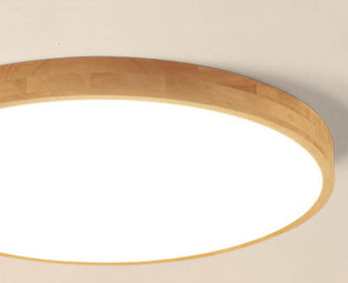 Scandinavian Wood LED Flush Mount Ceiling Light | Three-Colour Dimmable for Bedroom 8