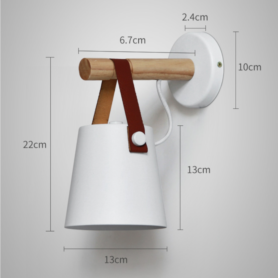 Scandinavian Wood Wall Sconce with Hanging Shade | E27 LED Downlight for Bedroom 6