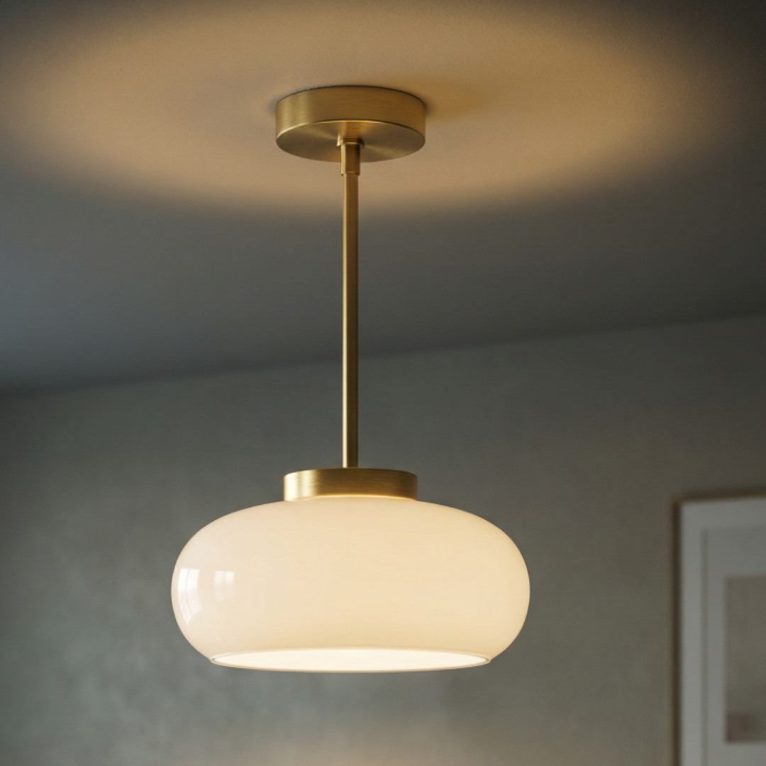 Vintage Amber Glass Flush Mount Ceiling Light with Brass Canopy | E27 Bulb Included for Living Room 5