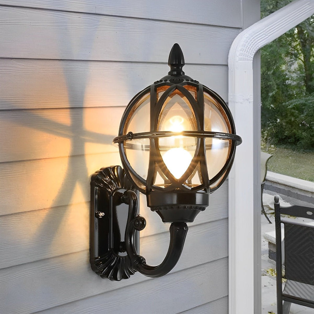 Vintage Black Aluminum Outdoor Wall Lantern | Waterproof Design for Patio 2