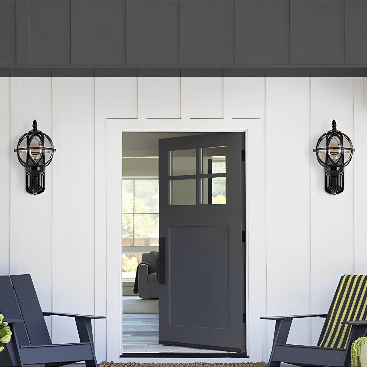 Vintage Black Aluminum Outdoor Wall Lantern | Waterproof Design for Patio 8