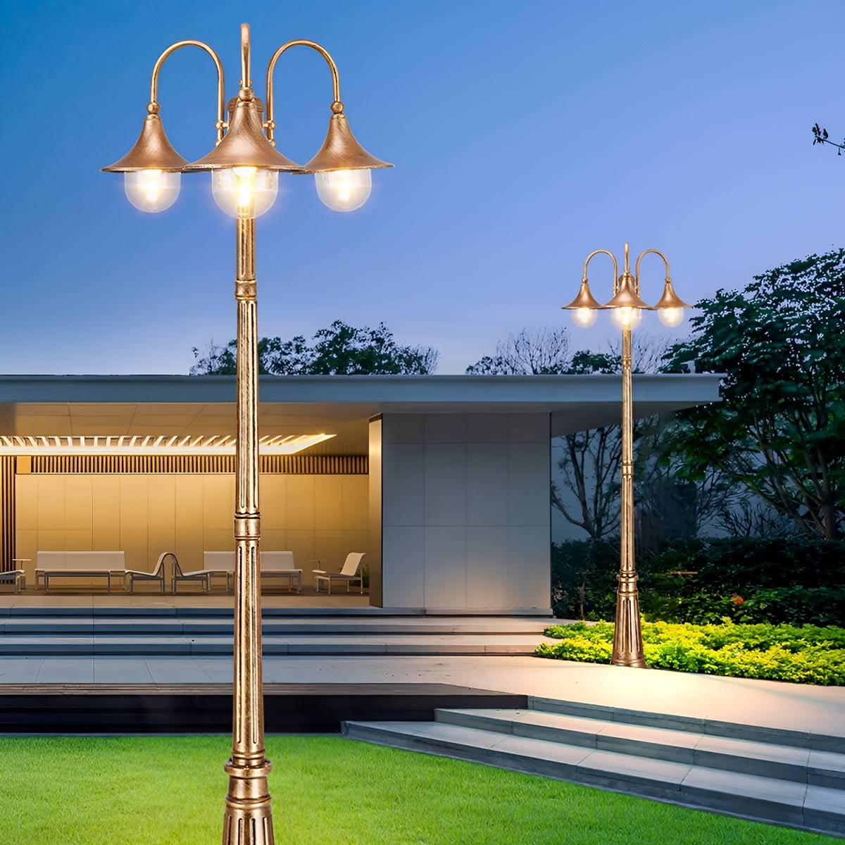 Vintage Black Die-Cast Aluminium Outdoor Pole Light | Waterproof LED Garden Lighting for Pathways 12