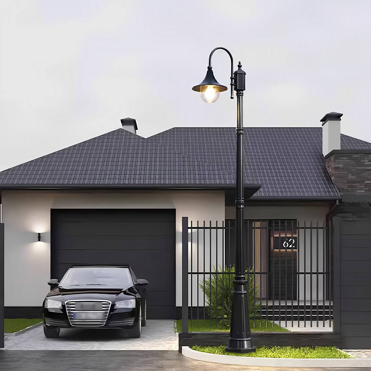 Vintage Black Die-Cast Aluminium Outdoor Pole Light | Waterproof LED Garden Lighting for Pathways 2