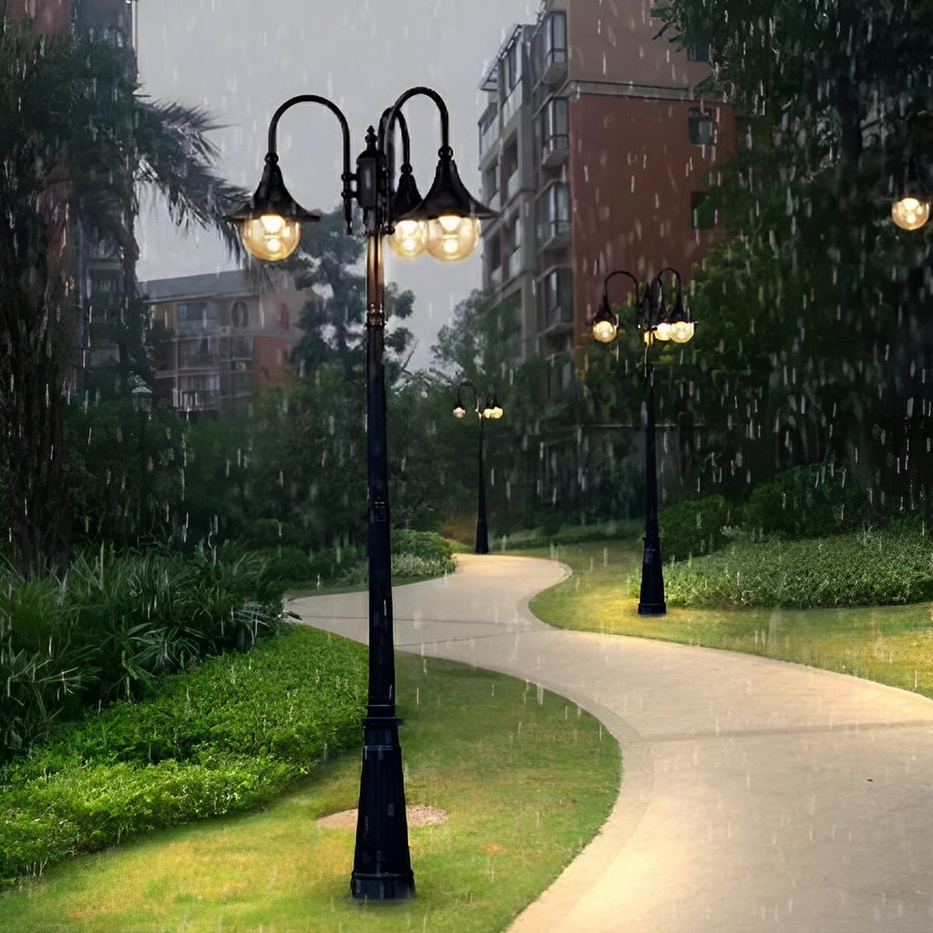 Vintage Black Die-Cast Aluminium Outdoor Pole Light | Waterproof LED Garden Lighting for Pathways 4