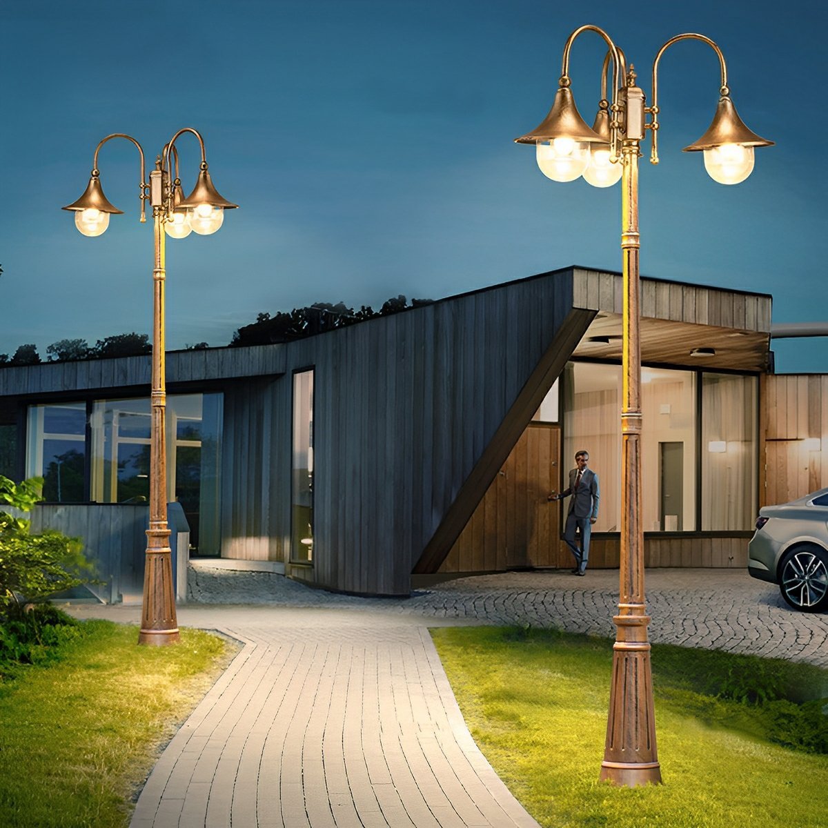 Vintage Black Die-Cast Aluminium Outdoor Pole Light | Waterproof LED Garden Lighting for Pathways 6
