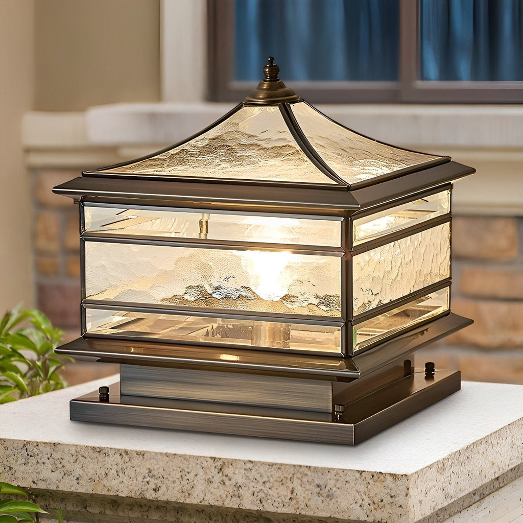 Vintage Copper Outdoor Post Lamp | IP65 Waterproof Solar Light for Garden 1