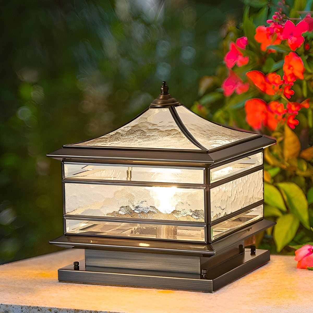 Vintage Copper Outdoor Post Lamp | IP65 Waterproof Solar Light for Garden 2