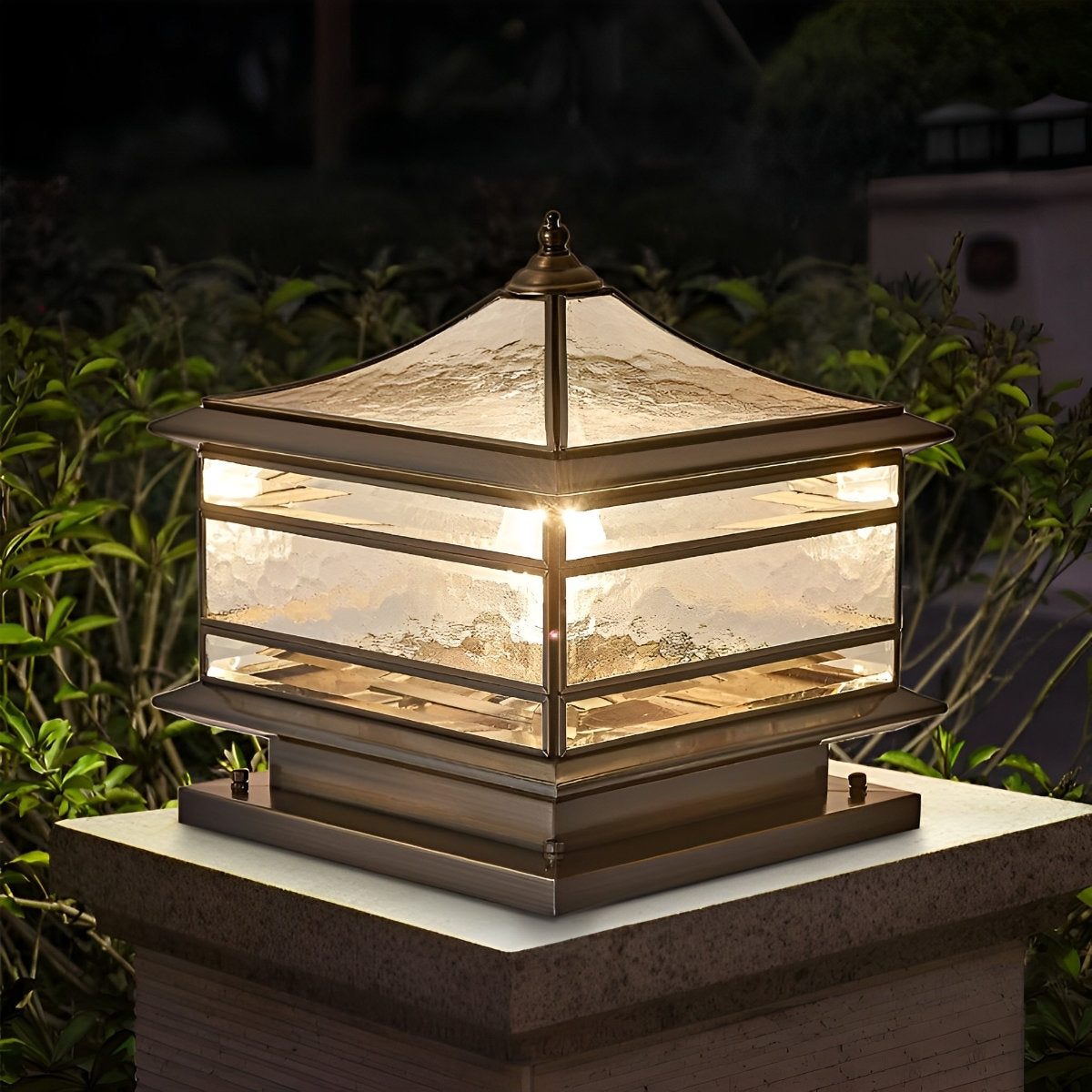 Vintage Copper Outdoor Post Lamp | IP65 Waterproof Solar Light for Garden 4