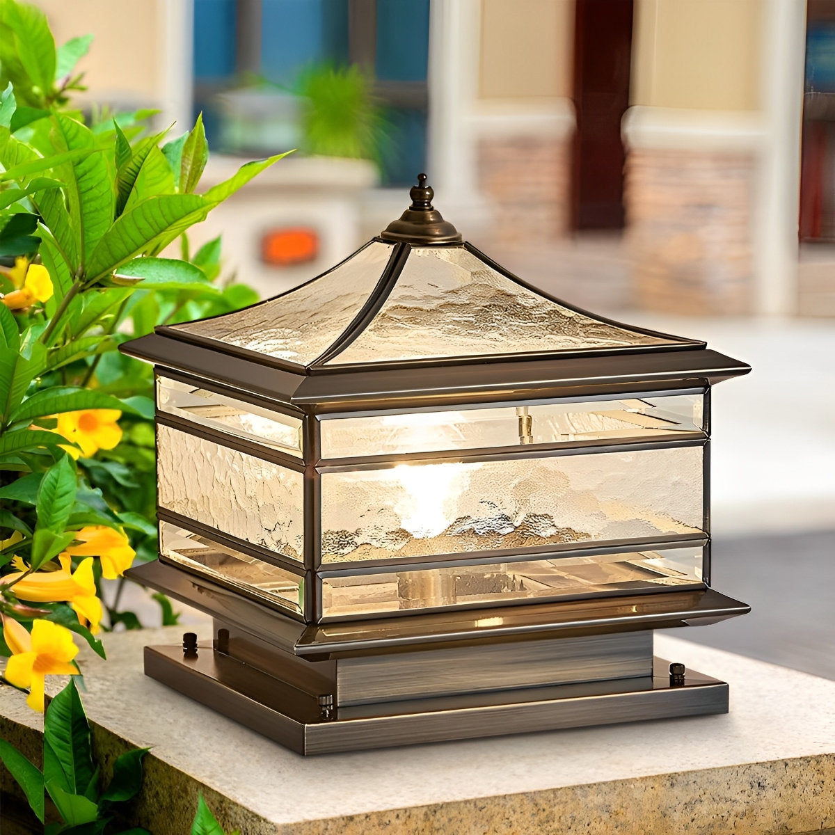 Vintage Copper Outdoor Post Lamp | IP65 Waterproof Solar Light for Garden 5