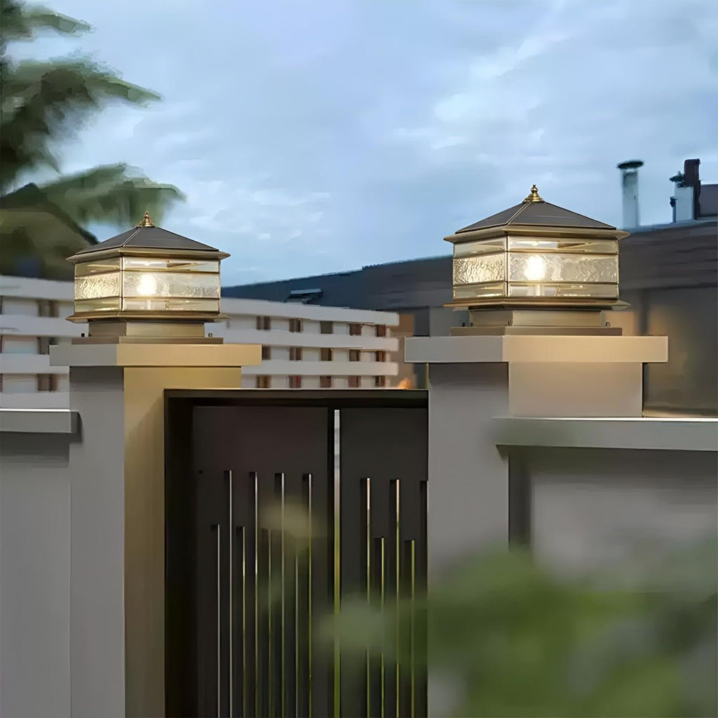 Vintage Copper Outdoor Post Lamp | IP65 Waterproof Solar Light for Garden 6