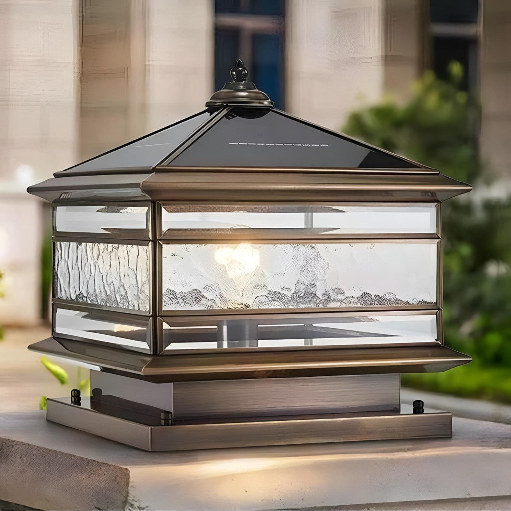 Vintage Copper Outdoor Post Lamp | IP65 Waterproof Solar Light for Garden 7
