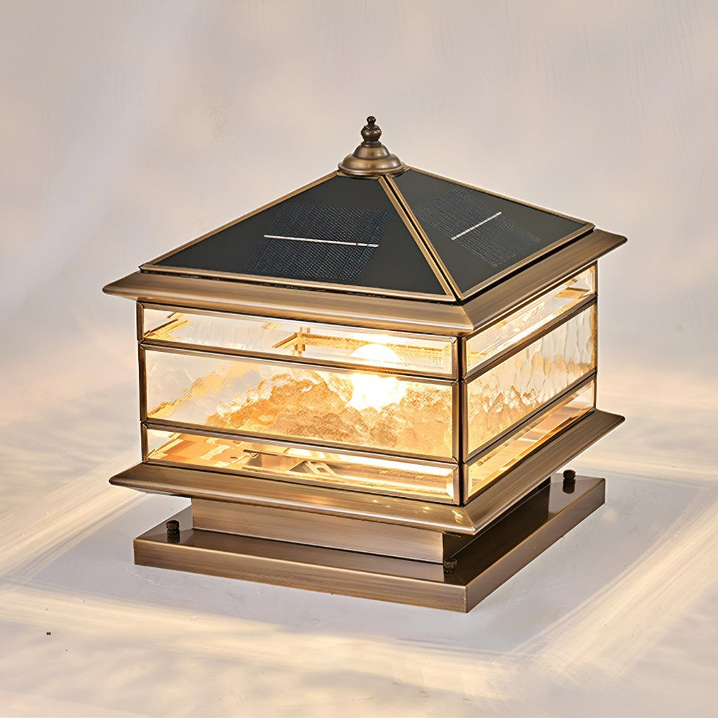 Vintage Copper Outdoor Post Lamp | IP65 Waterproof Solar Light for Garden 8